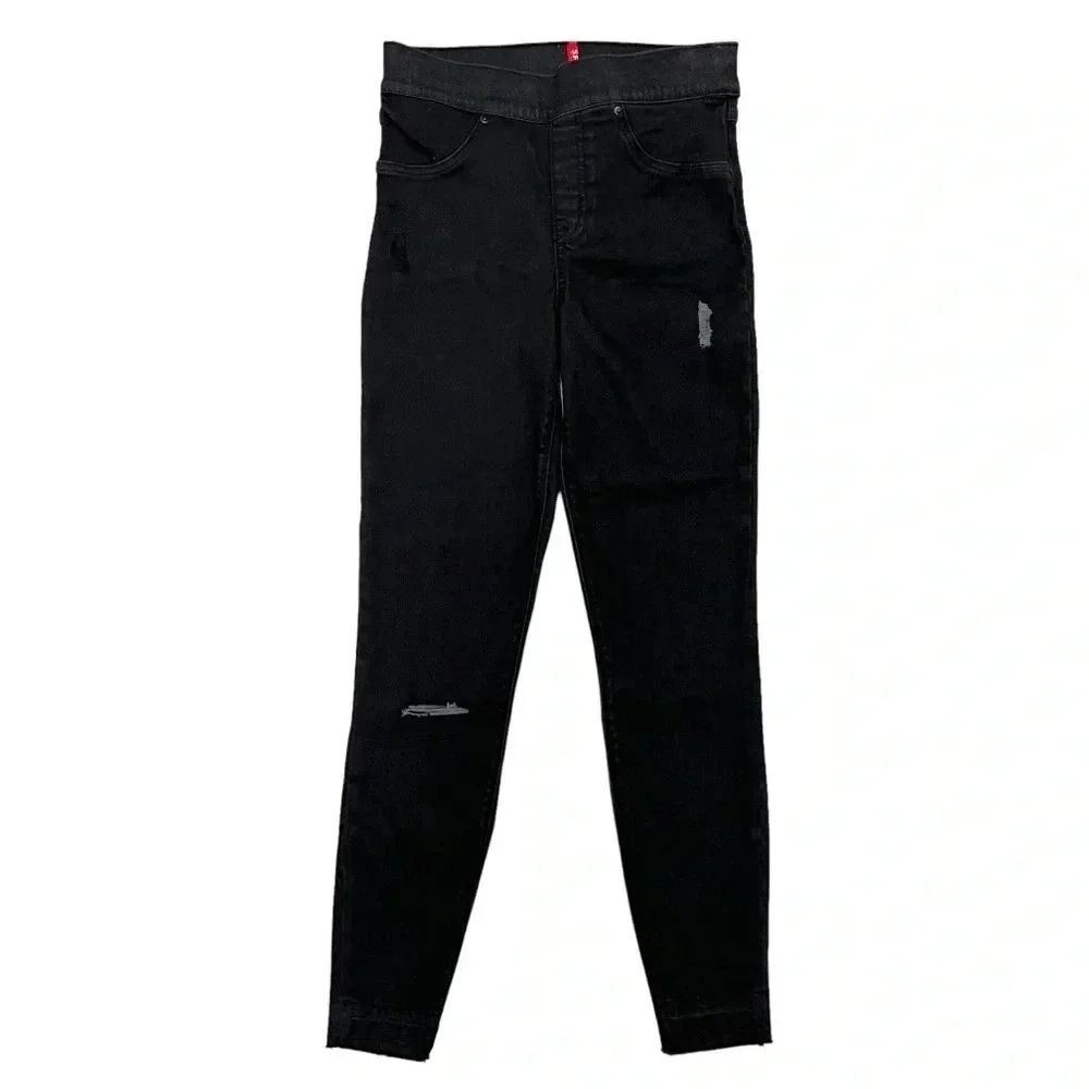 Spanx Vintage Distressed Ankle Skinny Jeans Jeggings High waisted Black Size S